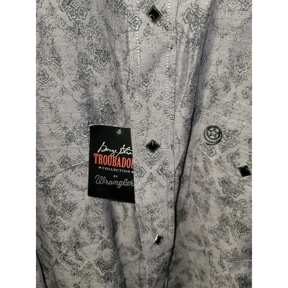 Wrangler Long Sleeve Western Shirt Troubadour Collection Gray‎ XXL